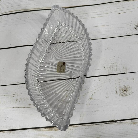 Mikasa Diamond Fire Crystal Glass Covered Trinket Box Leaf Shape WY247/930 - Picture 6 of 14